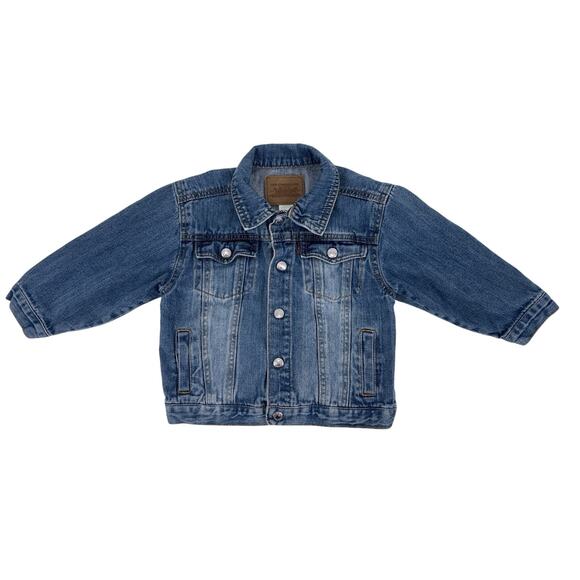 Levi Strauss Toddler Boys Denim Trucker Jacket 4T Snaps Biker Levi’s Jean Jacket - Picture 1 of 8